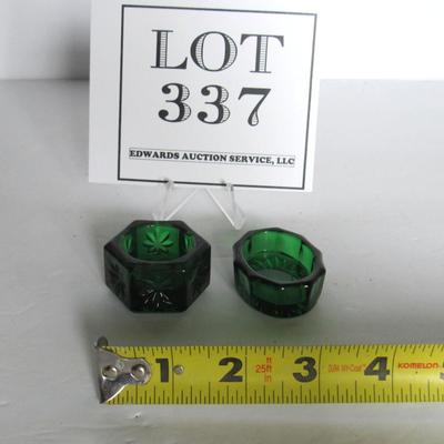 2 Older Mosser Glass Green Open Salts