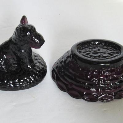 Old Boyd Glass Covered Scotty Salt Dip