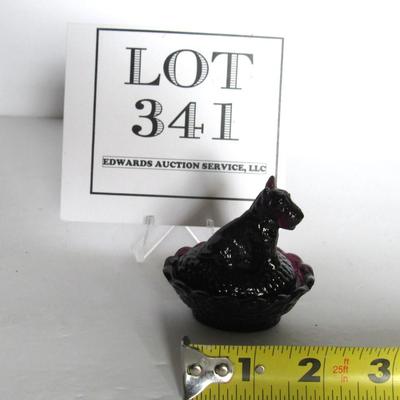 Old Boyd Glass Covered Scotty Salt Dip
