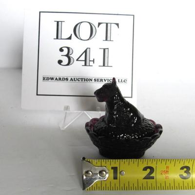 Old Boyd Glass Covered Scotty Salt Dip