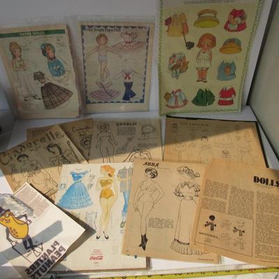 Lot 350: Large Lot of Paper Dolls, Some From Old Newspapers and Magazines