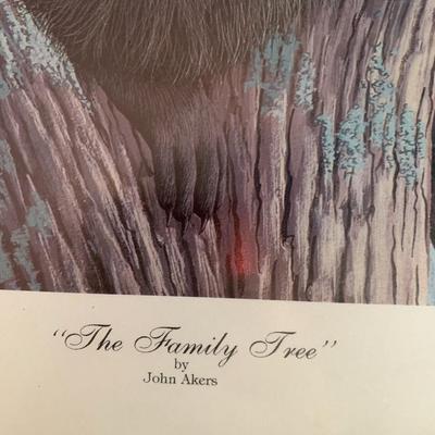Raccoon Family Picture Signed and Numbered Josh Aker "Family Tree"