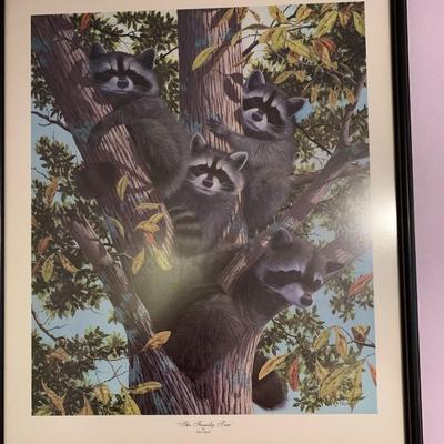Raccoon Family Picture Signed and Numbered Josh Aker "Family Tree"