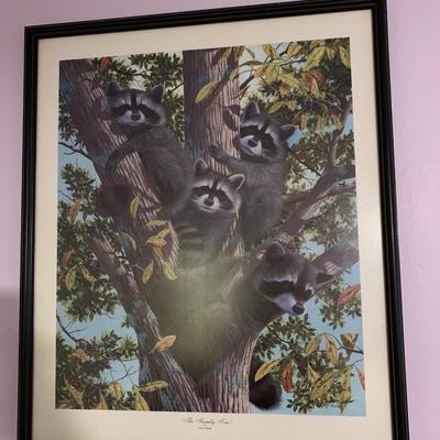Raccoon Family Picture Signed and Numbered Josh Aker "Family Tree"