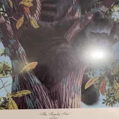 Raccoon Family Picture Signed and Numbered Josh Aker "Family Tree"