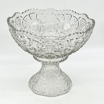 Vtg. Cut Glass Punch Bowl With Pedestal