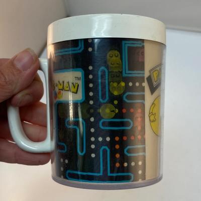 Retro 1980 Holographic Pac-Man Thermo-Serv Plastic Coffee Cup Mug