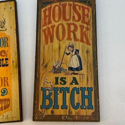 Vintage 1970s Novelty Bar Pool Hall Game Room Wall Signs Lot of 5