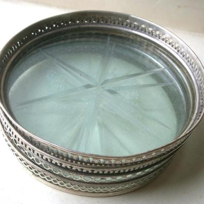 Glass & Sterling Silver Coasters