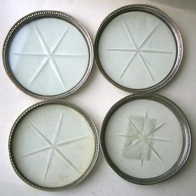 Glass & Sterling Silver Coasters