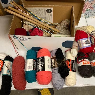 Box Full Of Yarn And Supplies