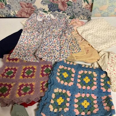 Doll Clothes and Crocheted Doll Blankets