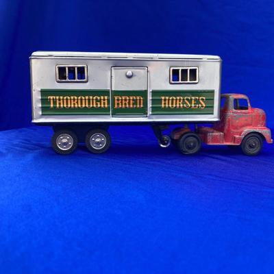 VINTAGE TOOTSIE TRUCK, TRAILER, AND OLD CAR