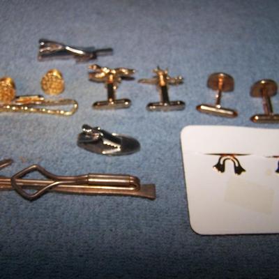LOT 32 GREAT VINTAGE CUFF LINKS TIE CLIPS