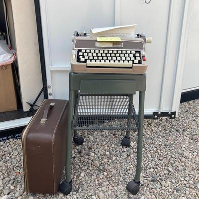 1960â€™s Montgomery Wards Signature 088 Type Writer and Vintage Dictaphone Table