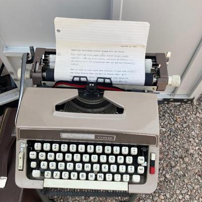 1960â€™s Montgomery Wards Signature 088 Type Writer and Vintage Dictaphone Table