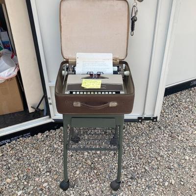 1960â€™s Montgomery Wards Signature 088 Type Writer and Vintage Dictaphone Table