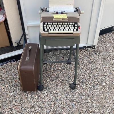 1960â€™s Montgomery Wards Signature 088 Type Writer and Vintage Dictaphone Table