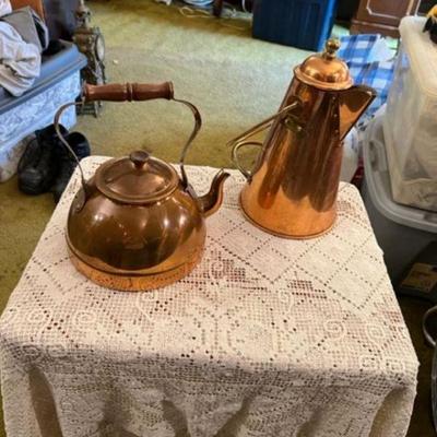 Vtg Copper Coffee Pot and Tea Pot