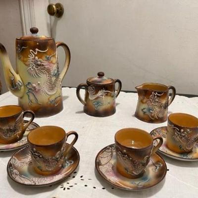 Older Vintage Brown Dragonware Tea Set for 4 Exc. cond   Other sets available too