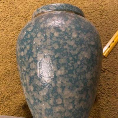 Mottled blue green floor Vase 12 in tall