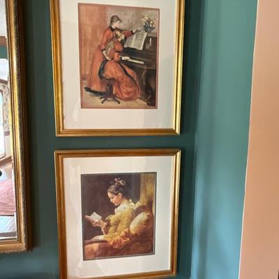 Pair framed female prints