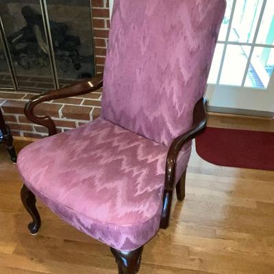 Mauve Uhpolstered Arm Chair
