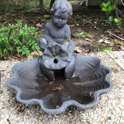 811 Fairy Garden Statue & Cherub Bird Bath