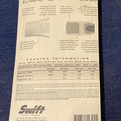 Vintage Swift Black Powder Bullets