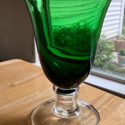 Green glass water/wine goblets