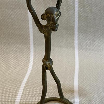 Vintage Brass/Metal Balancing Monkey Sculpture