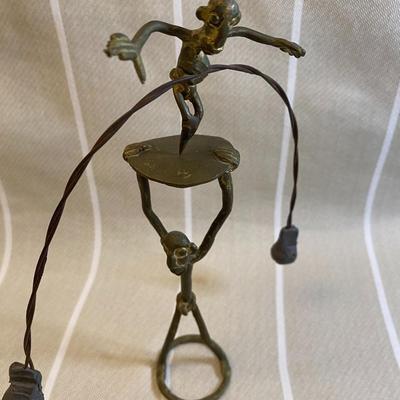 Vintage Brass/Metal Balancing Monkey Sculpture