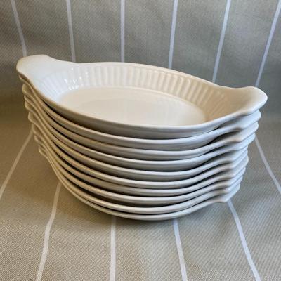 Set of 10 White Au Gratin Oval Baking Dishes