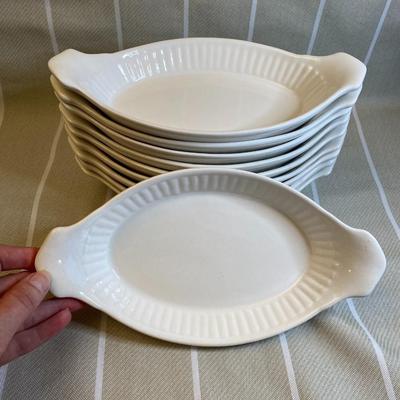 Set of 10 White Au Gratin Oval Baking Dishes