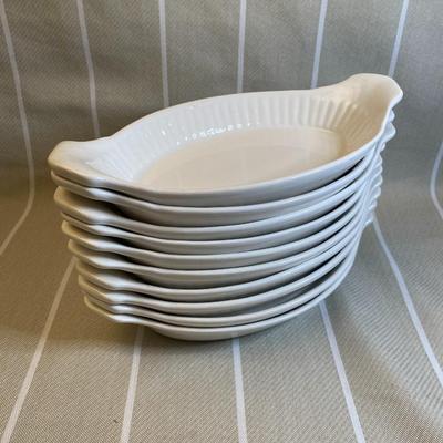Set of 10 White Au Gratin Oval Baking Dishes