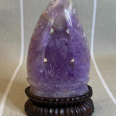 Hand carved Amethyst sitting Buddha