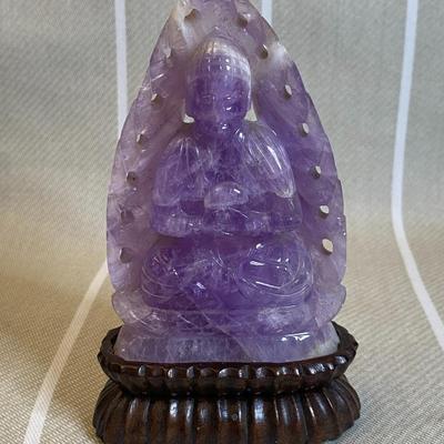Hand carved Amethyst sitting Buddha