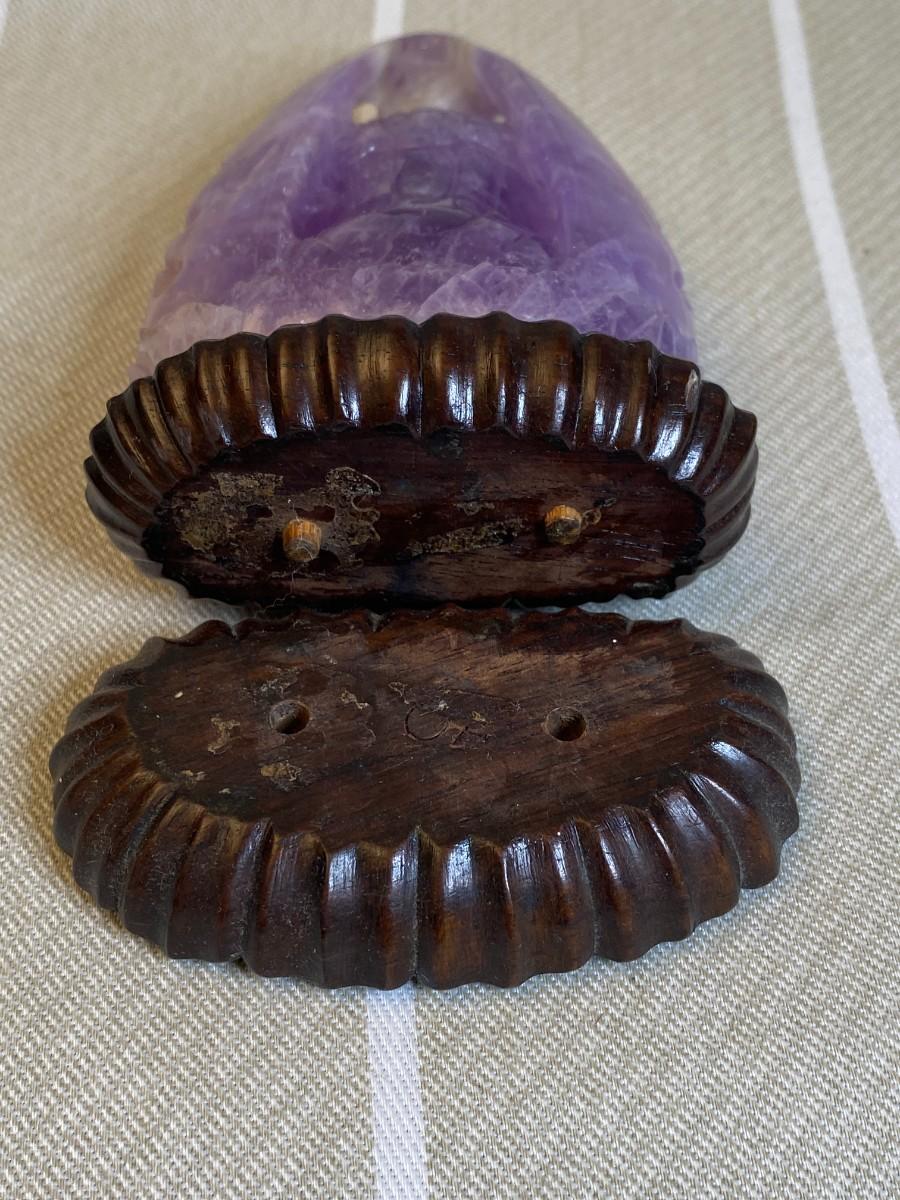 Hand carved Amethyst sitting Buddha