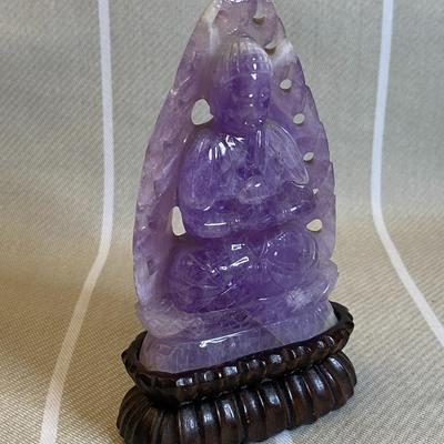 Hand carved Amethyst sitting Buddha