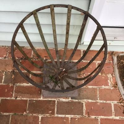 830 Pair of Metal Strap Decorative Urn Container Plant Holder
