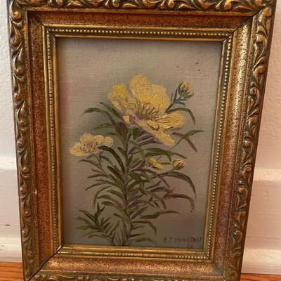 "Yellow Flowers" acrylic on canvas by Allie S Thomasson