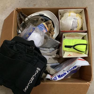 838 Personal Protection Lot , Hard Hat, Gloves, Mask, Back Support, Glasses