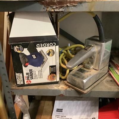 848 Master Mechanic Palm Sander, Stanley Sander, Steel Wool and Sand Paper