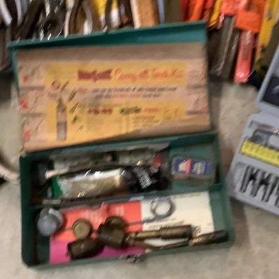 895 Lot of Misc. Tools , Steel Tape, Drill Bits, Pliers, Benz -O-Matic and more
