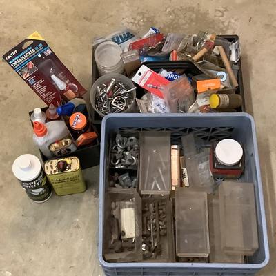 896 Lot of Open Box Nails, Screws, Nuts and Bolts, Glues, Cleaners and more