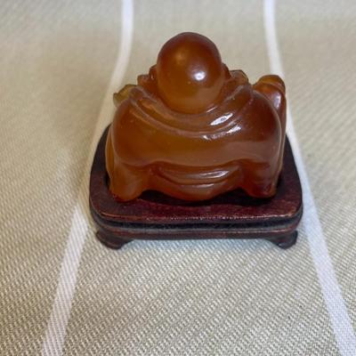Small Hand Carved Carnelian Crystal / Stone Sitting Buddha