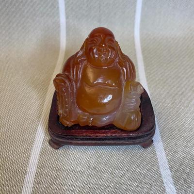 Small Hand Carved Carnelian Crystal / Stone Sitting Buddha