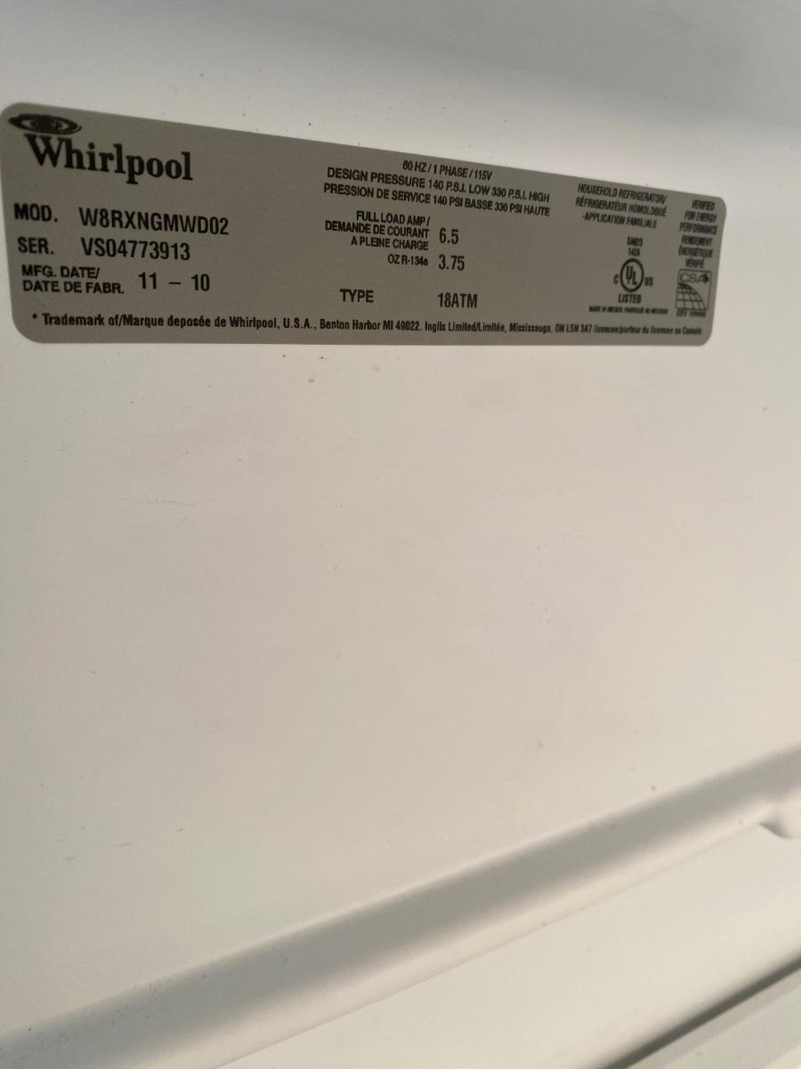 Whirlpool 18 cu. ft. refrigerator