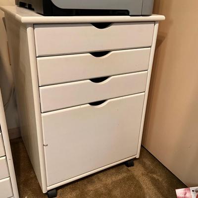 962 Four Drawer White Wooden Cabinet
