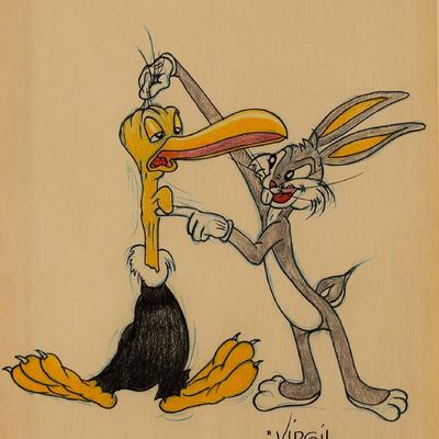 Bugs Bunny and Beaky Buzzard signed by Virgil Ross